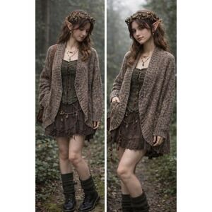 Forest Earthy Goblincore Fairy Grunge‎ Cottage Cardigan Sweater